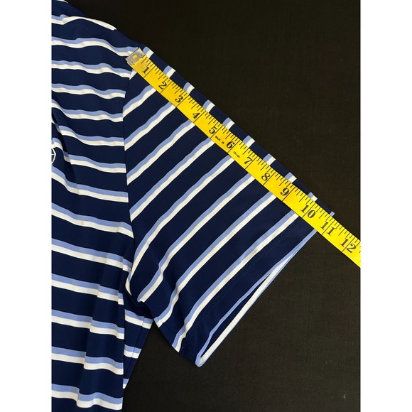 Greyson Polo Shirt Men's L Blue White Striped Golf Geometric Performance Logo - Picture 12 of 14